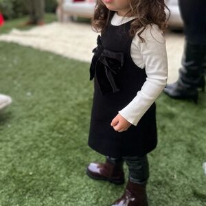 Zara toddler dress with velvet bow and Zara T-shirt